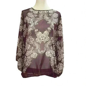 Valerie‎ Steven’s sheer Blouse, Size Large